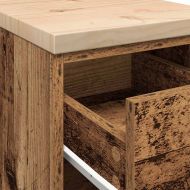 Гаражен шкаф за съхранение, старо дърво, 30x51x85 см, бор масив