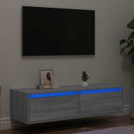 ТВ шкаф с LED осветление, сив сонома, 100X35,5x25 см