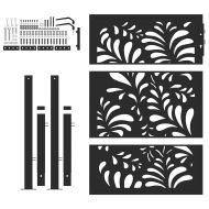 Градинска порта, черна, 100x125 см, стоманена, вълнообразна, дизайн