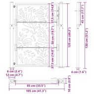 Градинска порта, черна, 100x125 см, стоманена, вълнообразна, дизайн