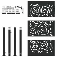 Градинска порта, черна, 100x150 см, стоманена, дизайн с пламък