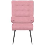 Релакс стол с табуретка розов кадифе