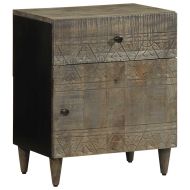 Нощно шкафче Светло сиво 50x33x60 cm Масивна дървесина Манго