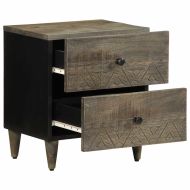 Нощно шкафче Светло сиво 40x33x46 cm Масивна дървесина Манго