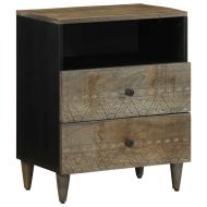 Нощно шкафче Светло сиво 50x33x60 cm Масивна дървесина Манго