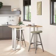 Крака за бар маса, Т-образни, 2 бр., бели, 40x35x(100-101) см, стомана