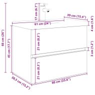шкаф за мивка с вграден басейн и смесител Старо дърво