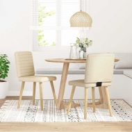 Трапезни столове, 2 бр, кремави, текстил