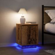 Нощно шкафче с LED осветление Старо дърво 38x34x50 cm