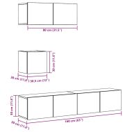 Комплект ТВ шкафове за стенен монтаж 4 части, инженерно дърво