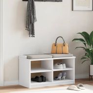vidaXLL Пейка за антре SANDNES Бяла 87x40x50 cm Масивна дървесина Бор