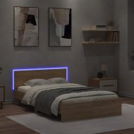 Рамка за легло с табла и LED, дъб сонома, 140x200 см