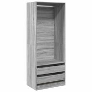 Гардероб, сив сонома, 80x50x200 см, инженерно дърво