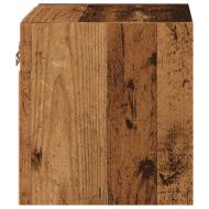 ТВ шкаф за стена с LED осветление Старо дърво 30x28,5x30 cm