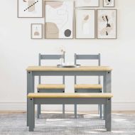 Трапезен комплект от 4 части PANAMA, сив бор масив