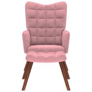 Релакс стол с табуретка розов кадифе