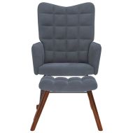 Люлеещ се стол с табуретка, тъмносив кадифе