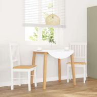 трапезни столове 2 бр. бяла масивна дървесина гума