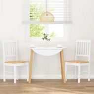 трапезни столове 2 бр. бяла масивна дървесина гума