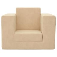 Детски диван-легло кремав мек плюш