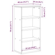 Страничен шкаф ODDA White 40x24x79 cm Масивна дървесина Бор