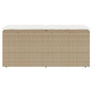 Градинска пейка с възглавница Бежова 110x40x44 cm Поли ратан