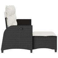 Накланящ се градински диван с възглавници L-образна черна