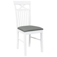 Трапезни столове с възглавници 2 бр Бяла масивна дървесина гума