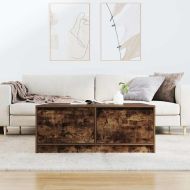 Масичка за кафе с чекмеджета опушен дъб 100x100x40 см