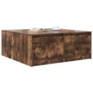 Масичка за кафе с чекмеджета опушен дъб 100x100x40 см