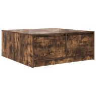 Масичка за кафе с чекмеджета опушен дъб 100x100x40 см