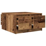 Масичка за кафе с чекмеджета, старо дърво 70,5x70x40 см