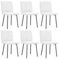 Трапезни столове, 6 бр, бели, изкуствена кожа