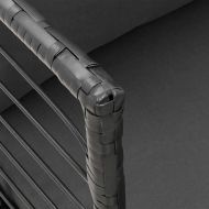 Градински стол с възглавници черен полиратан