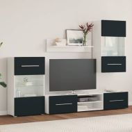 5 броя ТВ шкафове с LED осветление Мат Индиго инженерно дърво