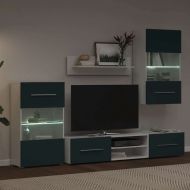 5 броя ТВ шкафове с LED осветление Мат Индиго инженерно дърво