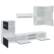 5 броя ТВ шкафове с LED осветление Мат Индиго инженерно дърво