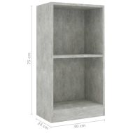 Библиотека, бетонно сива, 40x24x75 см, инженерно дърво