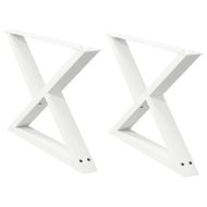 Крака за масичка за кафе, 2 бр., бели, 70 x (42-43,3) см, стомана