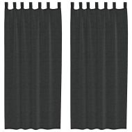 Пердета от воал с прът джобове, 2 бр, черно