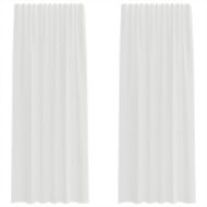 Воалени завеси с примки, 2 бр, бели, 140x245 см
