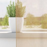 Воалени завеси с примки, 2 бр, пясък, 140x225 см