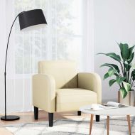 Разтегателен диван с подлакътници кремав 54 см изкуствена кожа