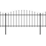 Градинска ограда с връх тип копие, стомана, 1603,5x75 см, черна