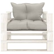 Градински палетен диван с възглавници таупе, дърво