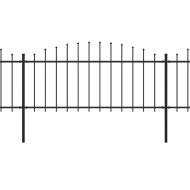 Градинска ограда с връх тип копие, стомана, 892,5x75 см, черна