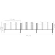 Градинска ограда с връх тип копие, стомана, 537x75 см, черна