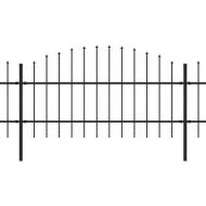 Градинска ограда с връх тип копие, стомана, 1248x100 см, черна