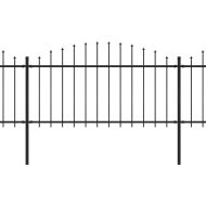 Градинска ограда с връх тип „копие“, стомана, 537x150 см, черна