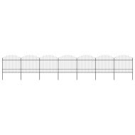 Градинска ограда с връх тип копие, стомана, 1248x175 см, черна